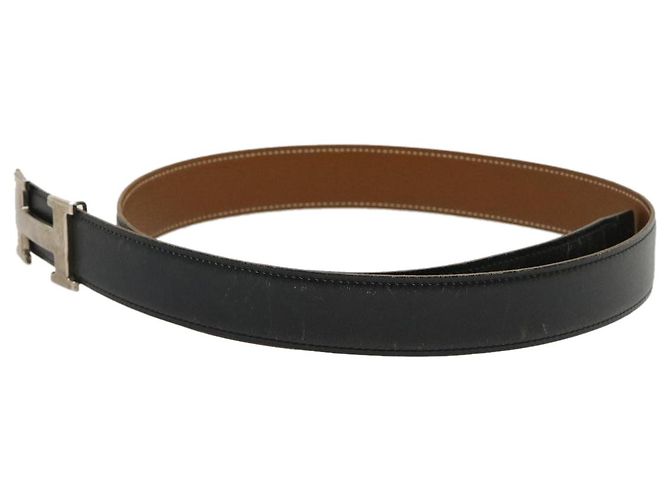 Hermès HERMES Constance H Buckle Gürtel Leder Schwarz Silber Auth gt2366 - Ansicht 2
