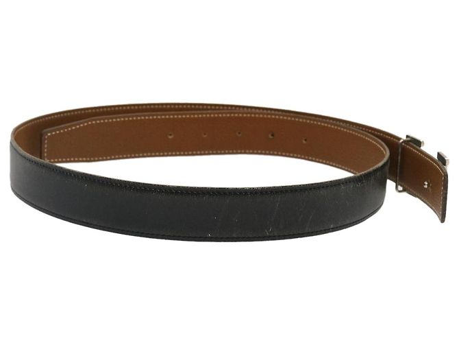 Hermès HERMES Constance H Buckle Gürtel Leder Schwarz Silber Auth gt2366 - Ansicht 3