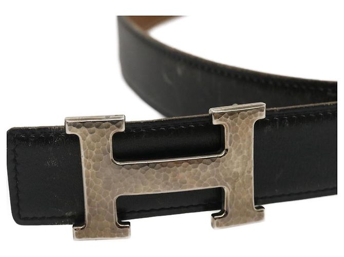 Hermès HERMES Constance H Buckle Gürtel Leder Schwarz Silber Auth gt2366 - Ansicht 4
