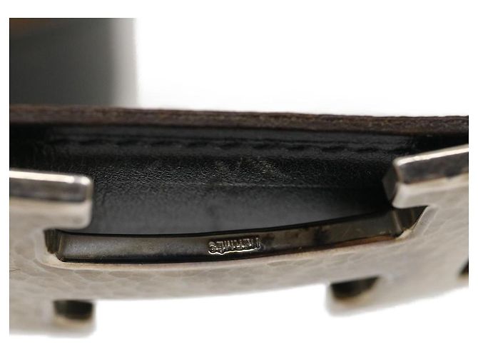 Hermès HERMES Constance H Buckle Gürtel Leder Schwarz Silber Auth gt2366 - Ansicht 6