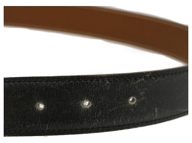 Hermès HERMES Constance H Buckle Gürtel Leder Schwarz Silber Auth gt2366 - Ansicht 7