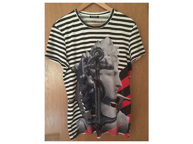 Camiseta Balmain de rayas de algodón con estampado de ancla M Multicolor - vista 2