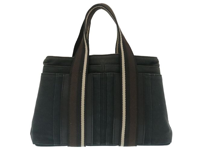 Hermès HERMES Troca Bolsa de mão horizontal PM Lona Preta Auth yt722 Preto - vista 13
