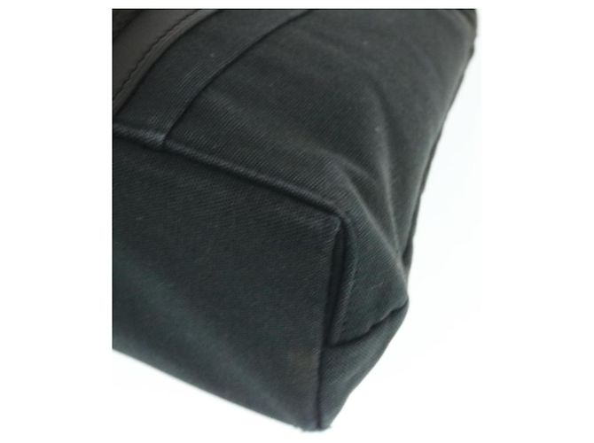 Hermès HERMES Troca Bolsa de mão horizontal PM Lona Preta Auth yt722 Preto - vista 14