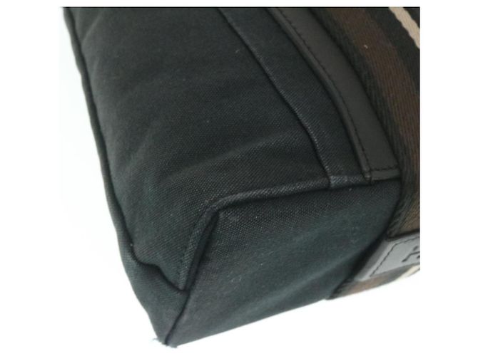 Hermès HERMES Troca Bolsa de mão horizontal PM Lona Preta Auth yt722 Preto - vista 15