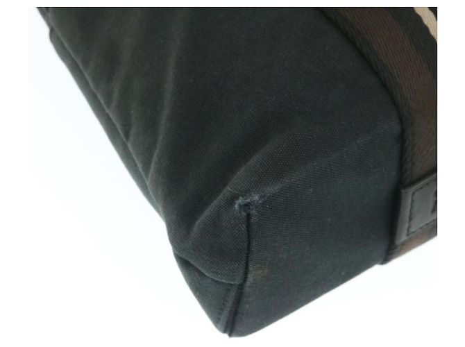Hermès HERMES Troca Bolsa de mão horizontal PM Lona Preta Auth yt722 Preto - vista 16