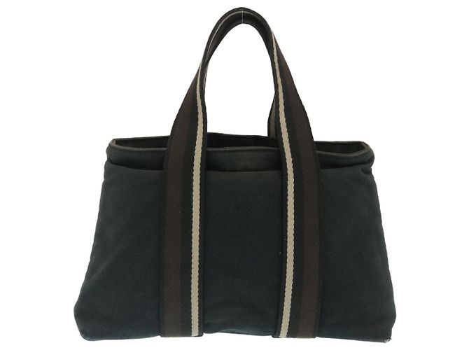 Hermès HERMES Troca Bolsa de mão horizontal PM Lona Preta Auth yt722 Preto - vista 2