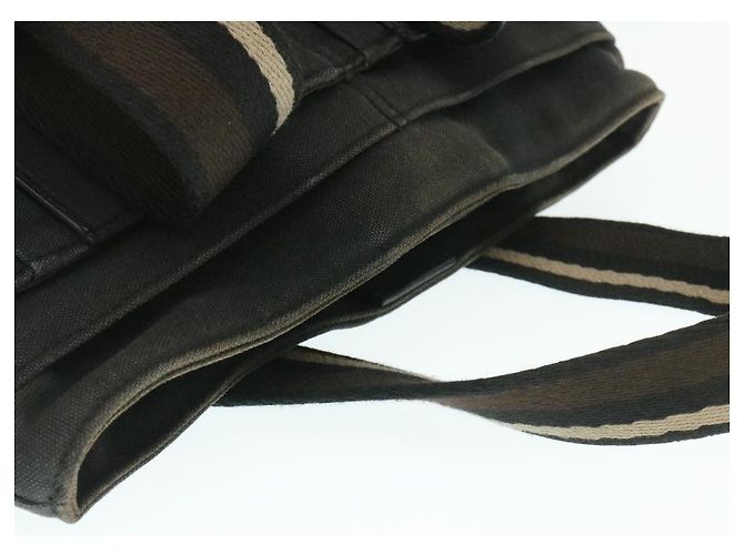 Hermès HERMES Troca Bolsa de mão horizontal PM Lona Preta Auth yt722 Preto - vista 6