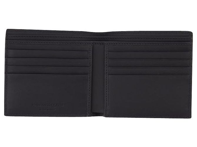 Alexander Mcqueen Portafoglio Biffold Allover in Pelle Nera e Bianca - vista 3