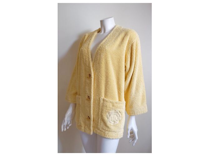 Chaqueta de playa en algodón esponja amarilla Hermès Amarillo - vista 3