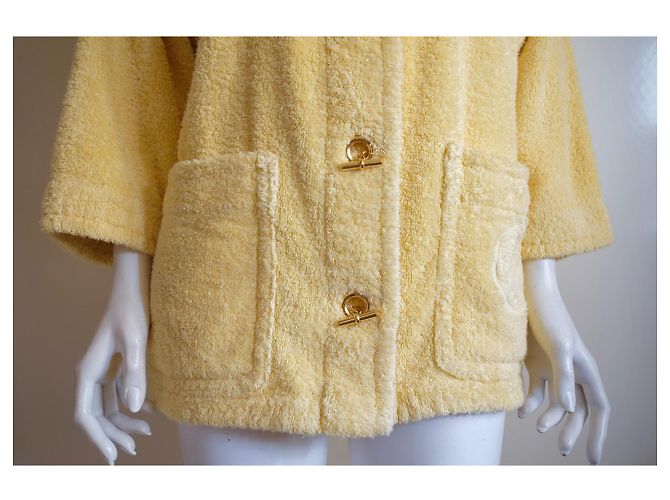 Chaqueta de playa en algodón esponja amarilla Hermès Amarillo - vista 5