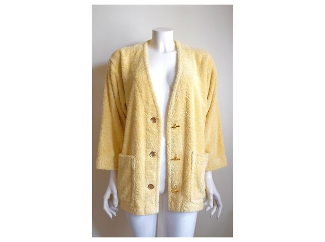Chaqueta de playa en algodón esponja amarilla Hermès Amarillo - vista 7