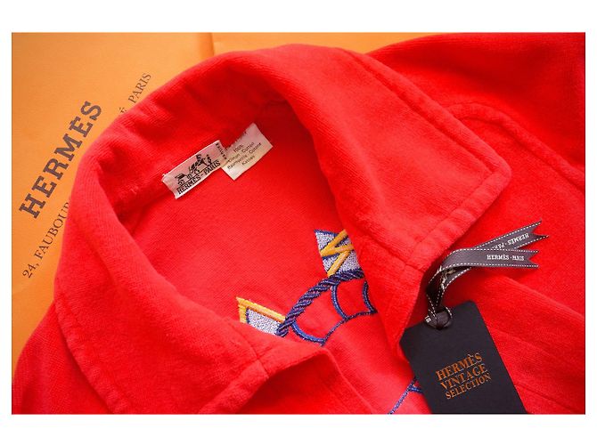 Chaqueta Hermès roja de chenilla de algodón bordada - vista 9