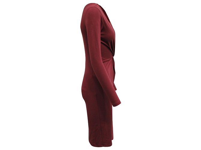 Vestido Midi Iris & Ink Front Knot em Viscose Borgonha Vermelho Bordeaux - vista 2