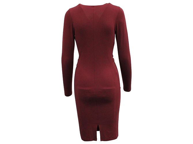 Vestido Midi Iris & Ink Front Knot em Viscose Borgonha Vermelho Bordeaux - vista 3