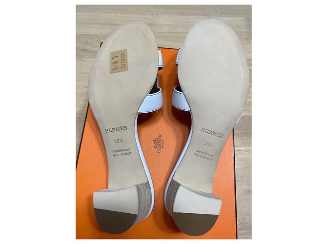Sandali Hermès Oasis in pelle bianca Bianco - vista 4