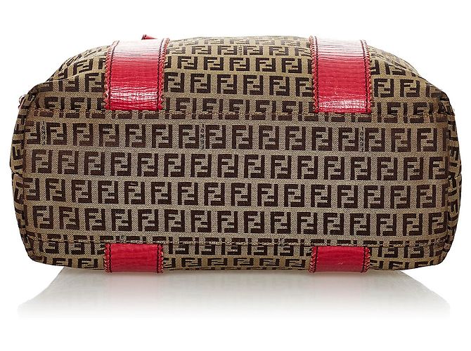 Fendi Brown - Zucchino-Segeltuch-Einkaufstasche Braun Pink - Ansicht 4