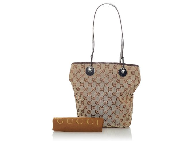 Gucci Brown GG Canvas Eclipse Tote Bag Castaño Beige Marrón oscuro - vista 10