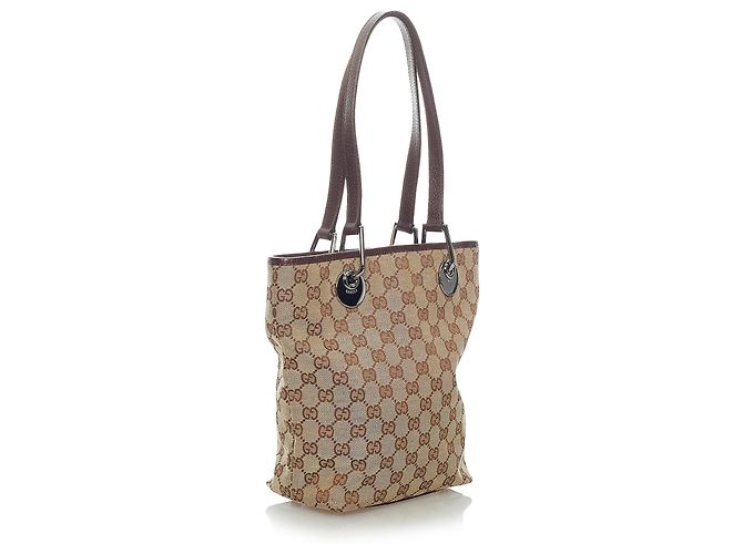 Gucci Brown GG Canvas Eclipse Tote Bag Castaño Beige Marrón oscuro - vista 2