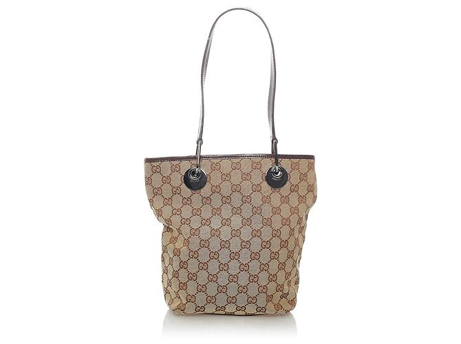 Gucci Brown GG Canvas Eclipse Tote Bag Castaño Beige Marrón oscuro - vista 3