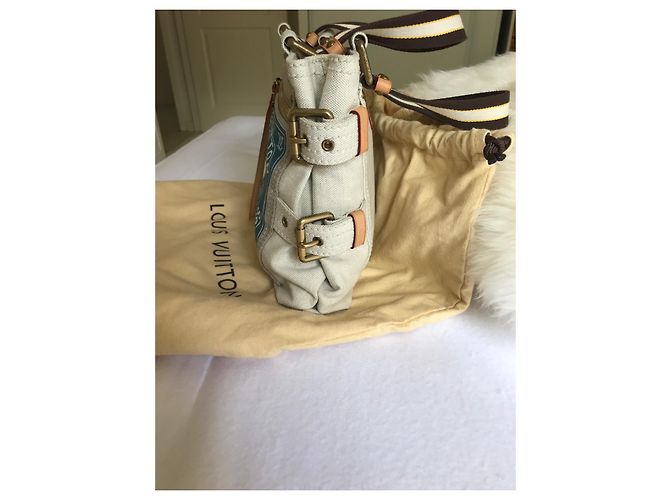 Borsa piccola Louis Vuitton in tela Beige Blu chiaro - vista 14