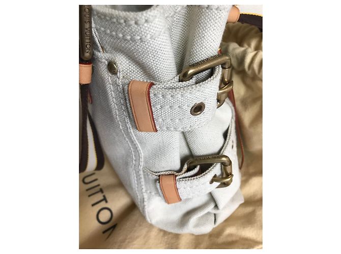 Borsa piccola Louis Vuitton in tela Beige Blu chiaro - vista 3