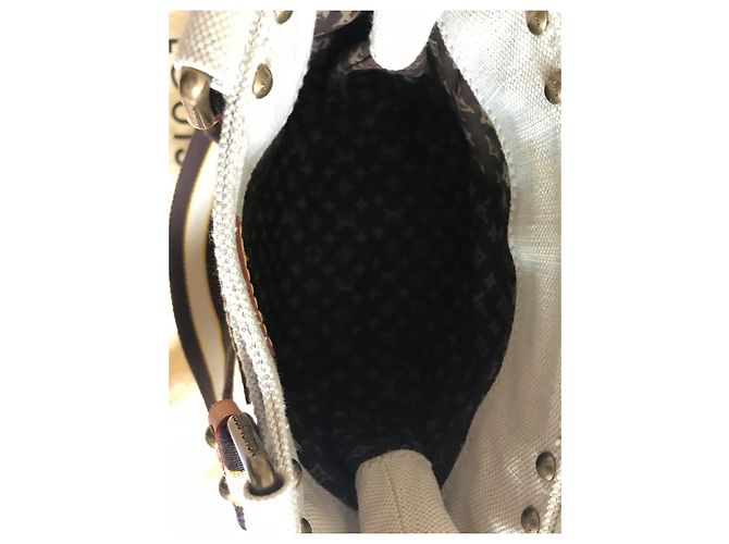 Borsa piccola Louis Vuitton in tela Beige Blu chiaro - vista 7