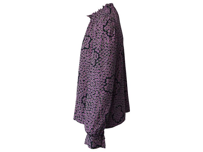 Camicetta Kate Spade a fiori con maniche contadine in seta viola Porpora - vista 2