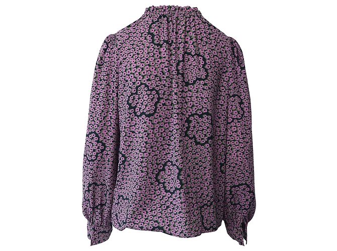 Camicetta Kate Spade a fiori con maniche contadine in seta viola Porpora - vista 3
