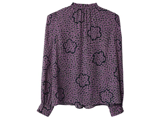 Camicetta Kate Spade a fiori con maniche contadine in seta viola Porpora - vista 4