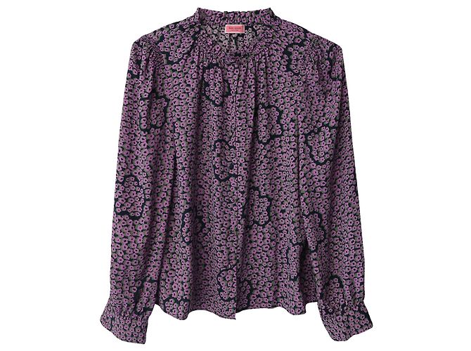 Camicetta Kate Spade a fiori con maniche contadine in seta viola Porpora - vista 5