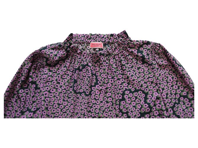 Camicetta Kate Spade a fiori con maniche contadine in seta viola Porpora - vista 6