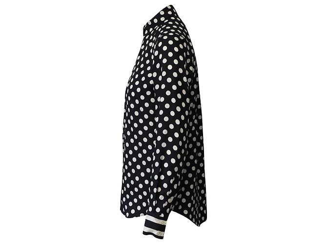 Kate Spade Tupfenbluse aus schwarzer und weißer Seide - Ansicht 2