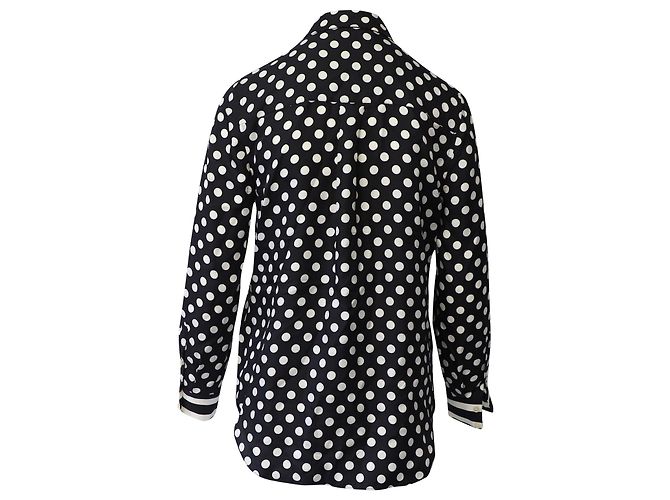 Kate Spade Tupfenbluse aus schwarzer und weißer Seide - Ansicht 3