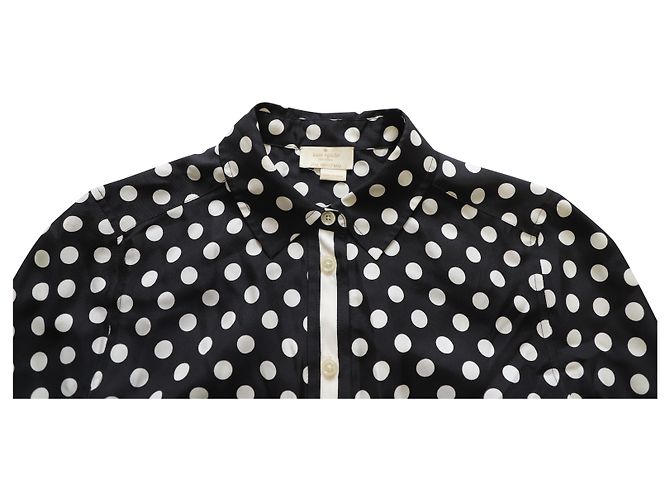 Kate Spade Tupfenbluse aus schwarzer und weißer Seide - Ansicht 6