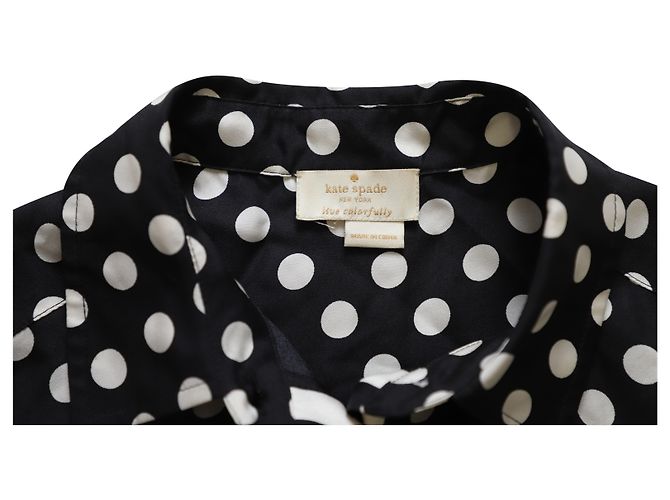 Kate Spade Tupfenbluse aus schwarzer und weißer Seide - Ansicht 7