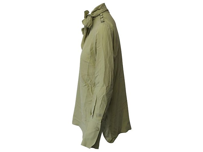 Camicetta Joseph con scollo a fiocco in seta verde kaki Cachi - vista 2