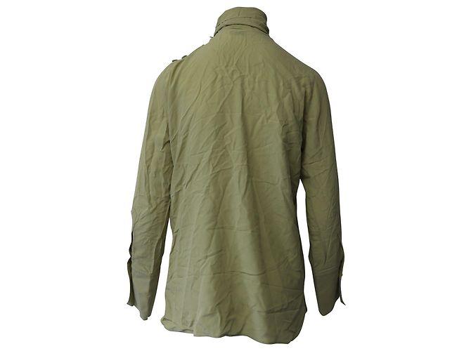 Camicetta Joseph con scollo a fiocco in seta verde kaki Cachi - vista 3