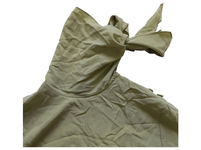 Camicetta Joseph con scollo a fiocco in seta verde kaki Cachi - vista 4