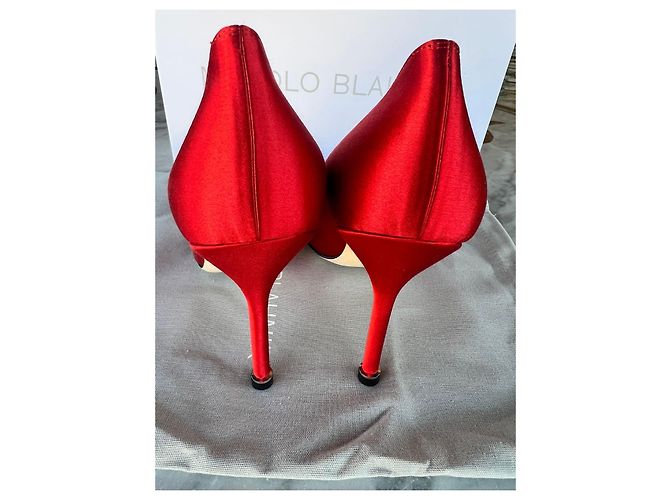 Manolo Blahnik Hangisi Slingback Pumps Rot Stoff - Ansicht 3