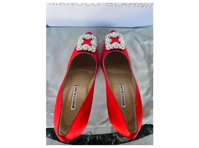 Manolo Blahnik Hangisi Slingback Pumps Rot Stoff - Ansicht 4