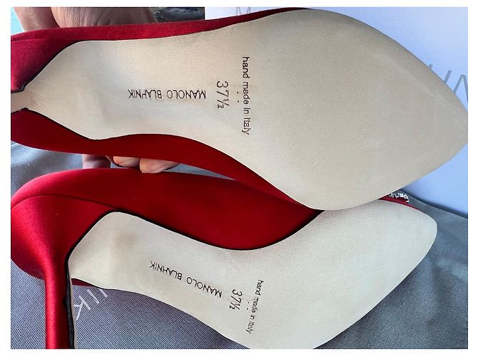 Manolo Blahnik Hangisi Slingback Pumps Rot Stoff - Ansicht 5
