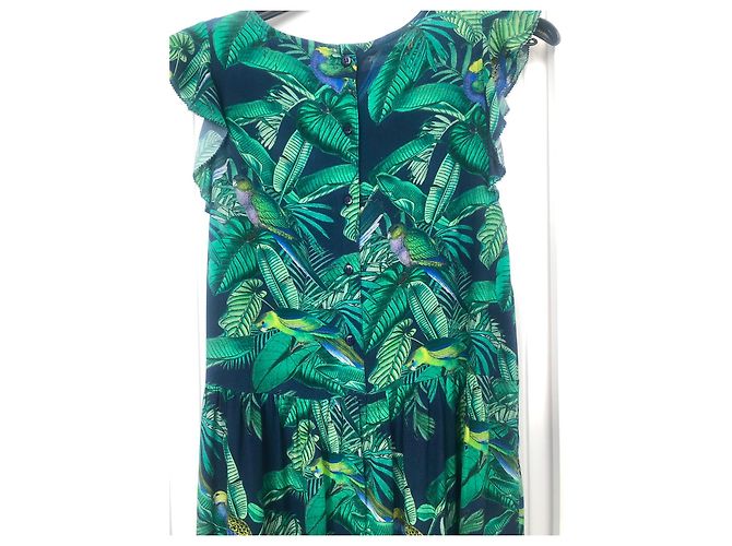 Autre Marque Vestido Indi & Cold Estampado Tropical Viscosa Verde S Multicolor - vista 2