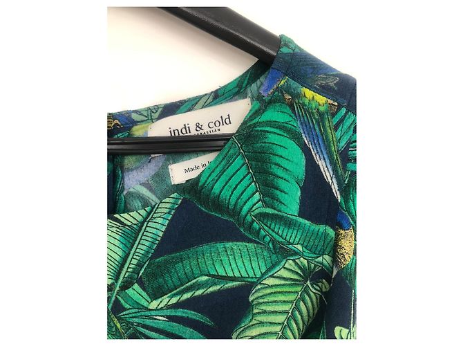 Autre Marque Vestido Indi & Cold Estampado Tropical Viscosa Verde S Multicolor - vista 3