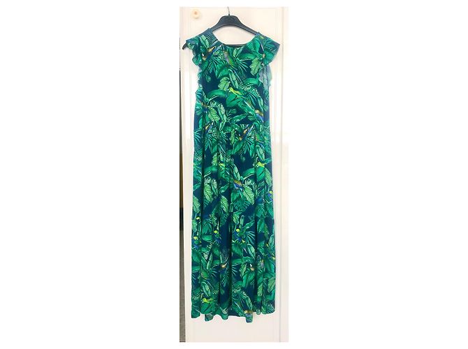 Autre Marque Vestido Indi & Cold Estampado Tropical Viscosa Verde S Multicolor - vista 4