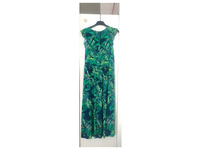 Autre Marque Vestido Indi & Cold Estampado Tropical Viscosa Verde S Multicolor - vista 5