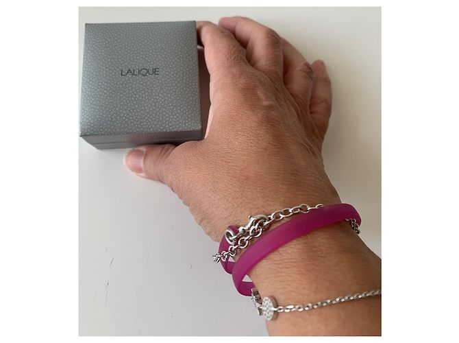 Collana Lalique in Silicone Rosa e Argento - vista 7
