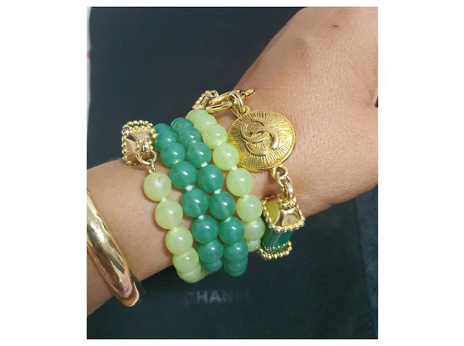 Collana da collezione vintage CHANEL GRIPOIX D'oro Verde chiaro Verde scuro - vista 11