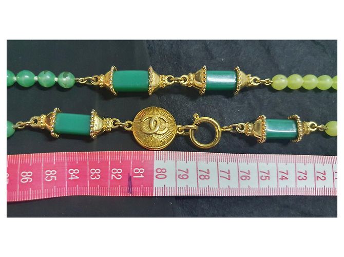 Collana da collezione vintage CHANEL GRIPOIX D'oro Verde chiaro Verde scuro - vista 9