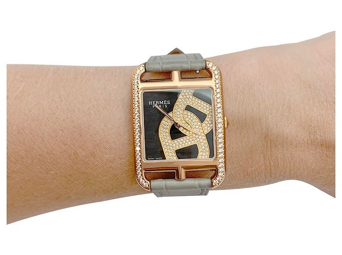 Chaîne d'ancre Relógio Hermès, "Cadeia de âncora de joalheiro de Cape Cod", Rosa ouro, cuir. - vista 7